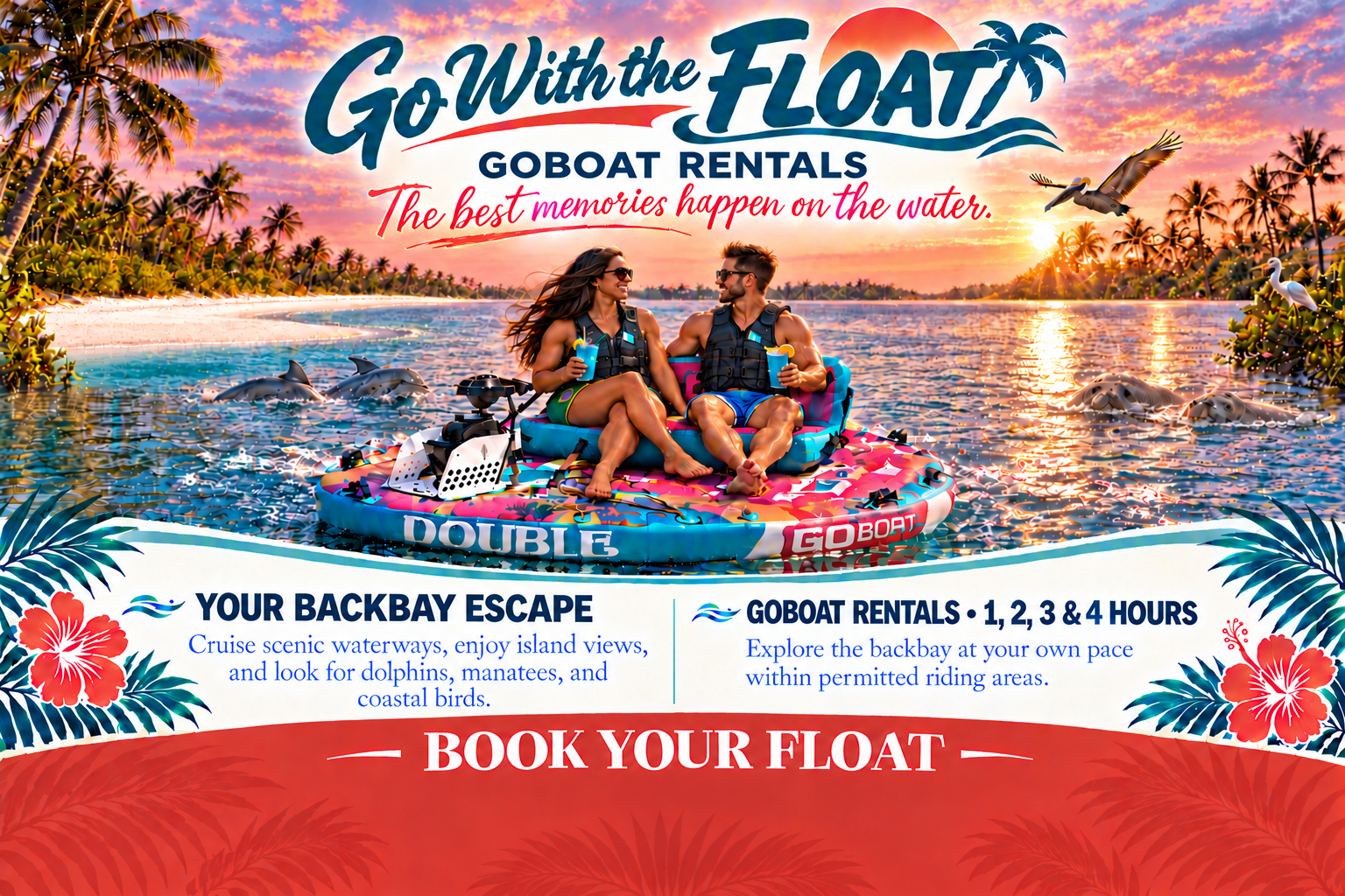 Illustration of a GoBoat rental outing